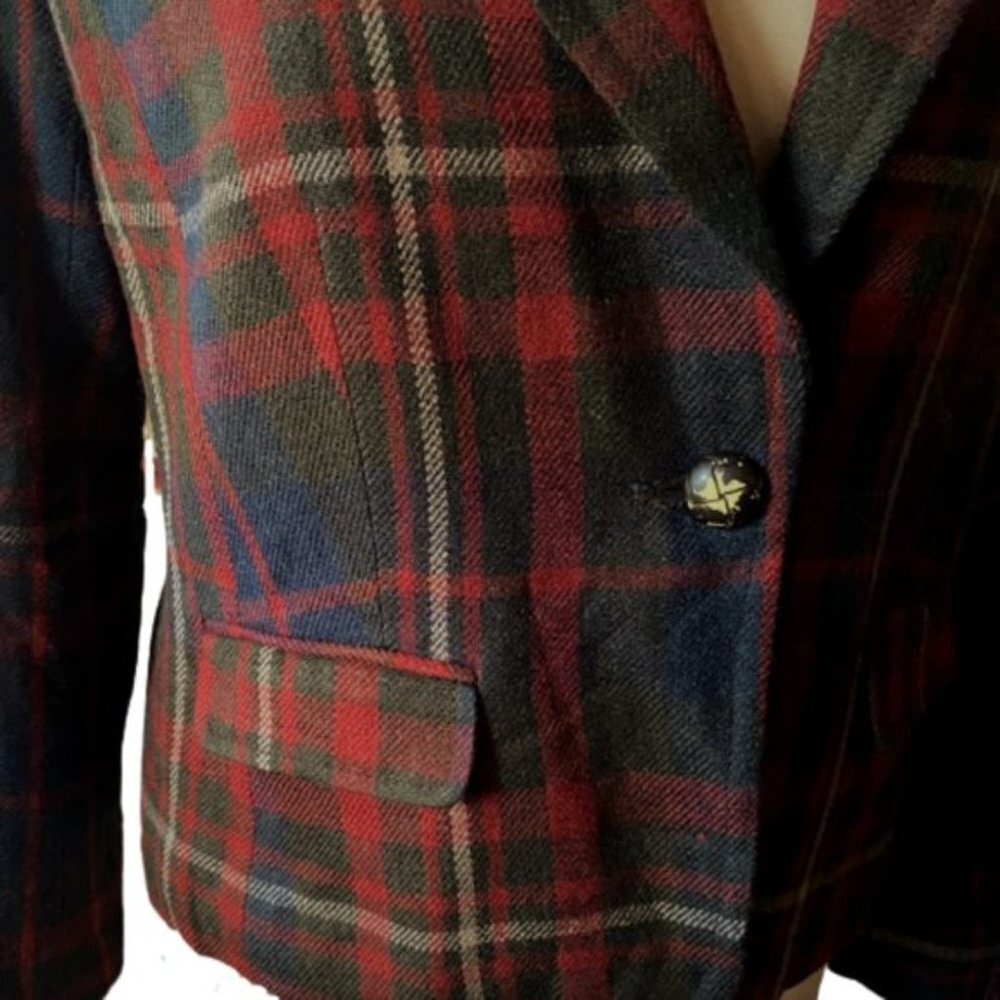 Dark Academia Vintage early 200s Jessica plaid check boxy blazer jacket - Picture 8 of 13